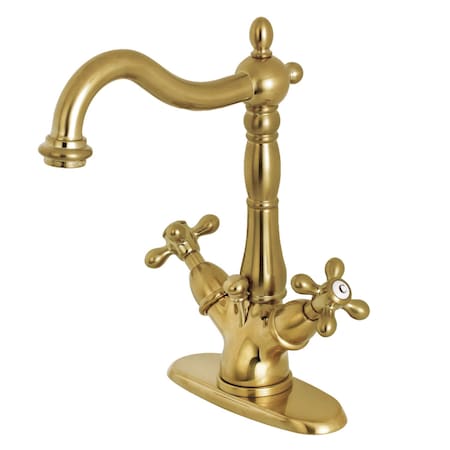 Kingston Brass KS1437AX 2-Handle Bathroom Faucet W/Brass Pop-Up & Cover Plate, Brass KS1437AX